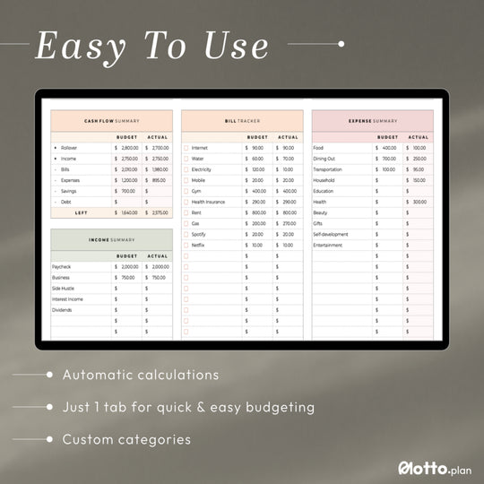 Easy-to-use 1-tab Google Sheets budget template