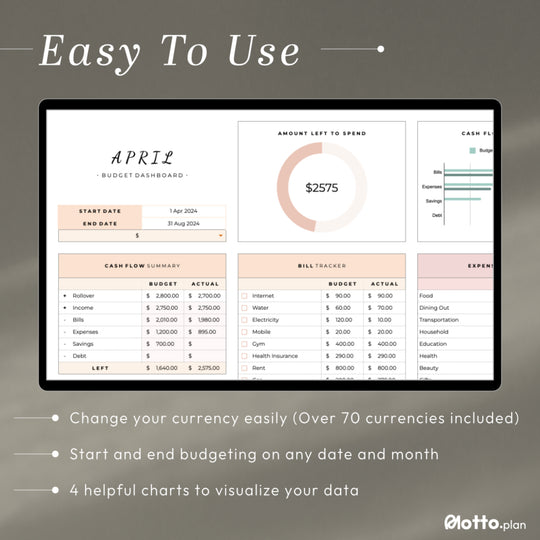 Easy-to-use 1-tab Google Sheets budget template