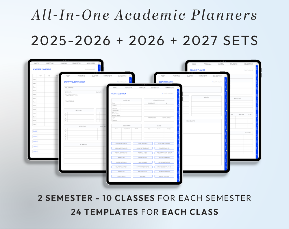 PLR Digital Products | Ready to Sell 2025 + 2026 + 2027 Premium Student Planners with Resell Rights | Pack with Listing Materials Included