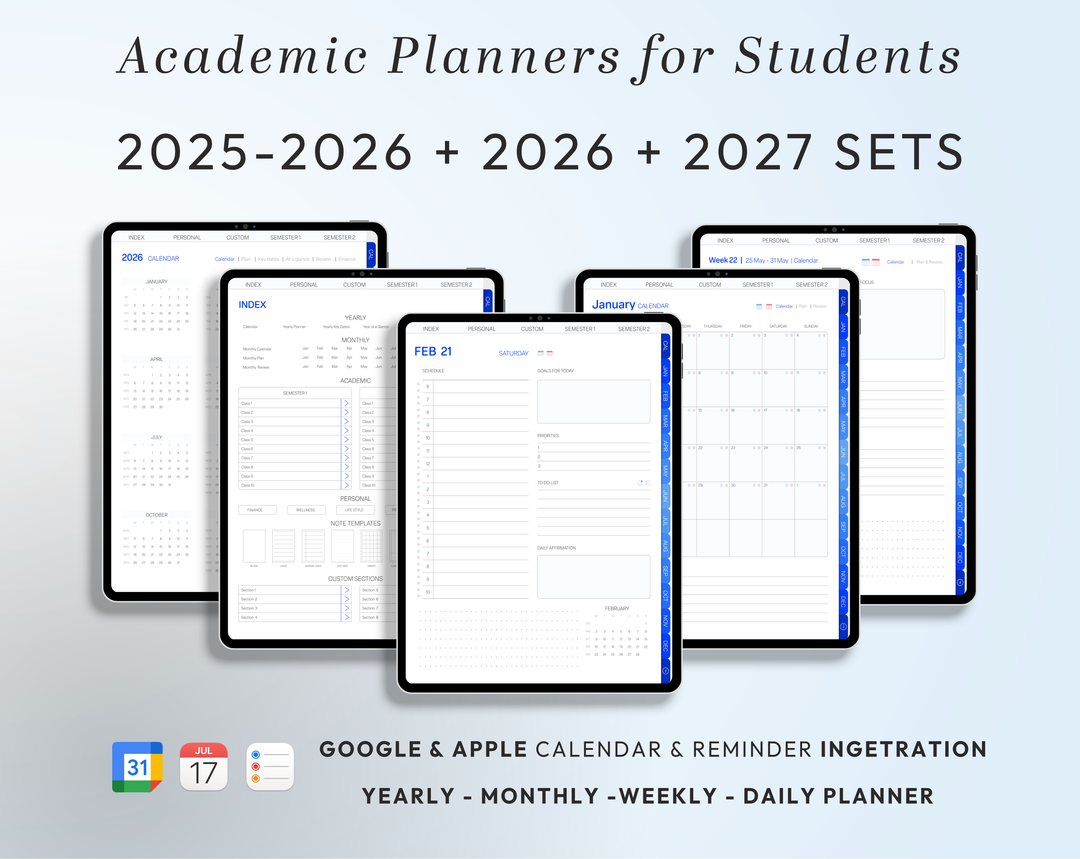 PLR Digital Products | Ready to Sell 2025 + 2026 + 2027 Premium Student Planners with Resell Rights | Pack with Listing Materials Included