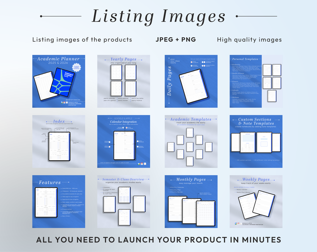 PLR Digital Products | Ready to Sell 2025 + 2026 + 2027 Premium Student Planners with Resell Rights | Pack with Listing Materials Included