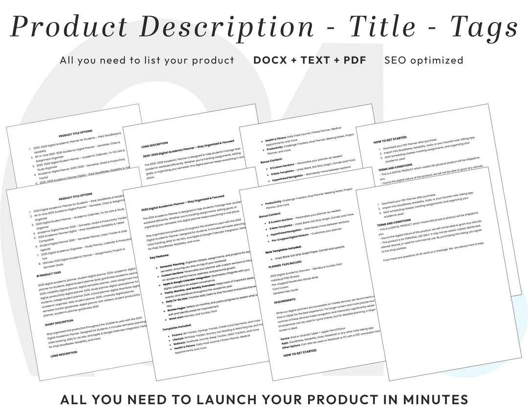 PLR Digital Products | Ready to Sell 2025 + 2026 + 2027 Premium Student Planners with Resell Rights | Pack with Listing Materials Included