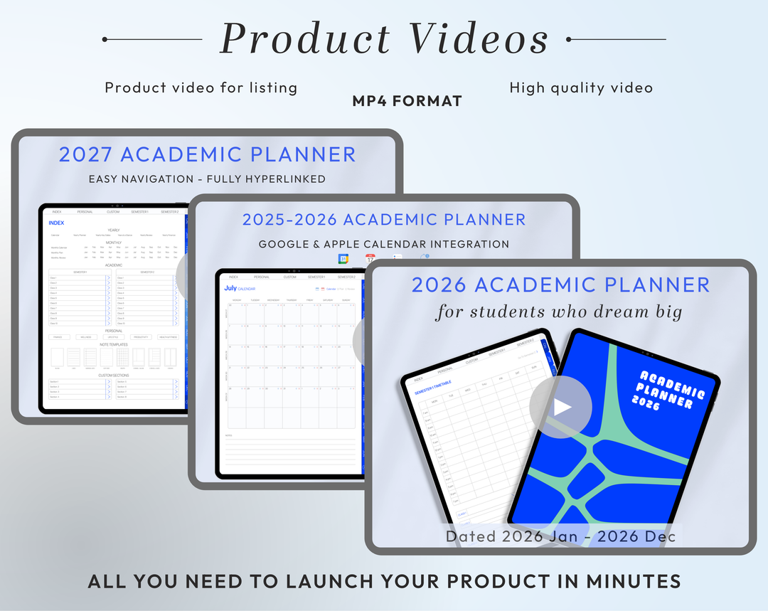 PLR Digital Products | Ready to Sell 2025 + 2026 + 2027 Premium Student Planners with Resell Rights | Pack with Listing Materials Included