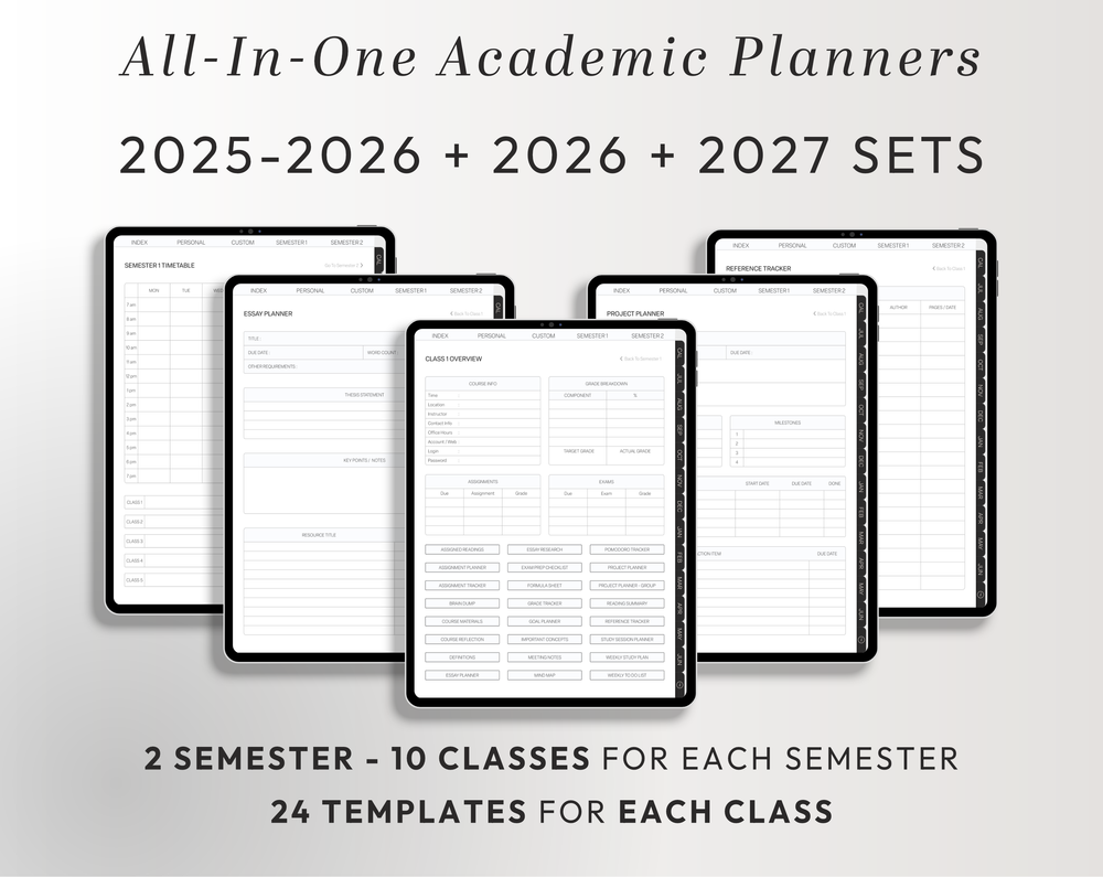 PLR Digital Products | Ready to Sell 2025 + 2026 + 2027 Premium Student Planners with Resell Rights | Pack with Listing Materials Included