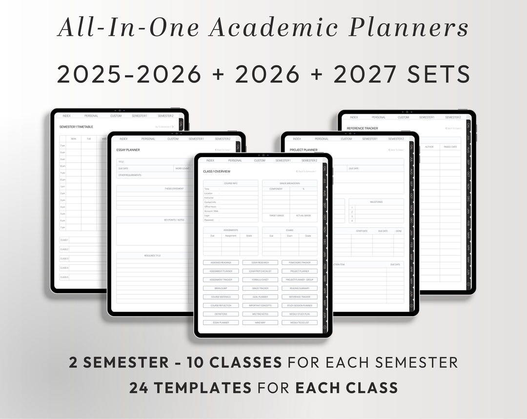 PLR Digital Products | Ready to Sell 2025 + 2026 + 2027 Premium Student Planners with Resell Rights | Pack with Listing Materials Included