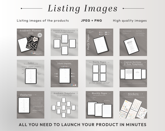 PLR Digital Products | Ready to Sell 2025 + 2026 + 2027 Premium Student Planners with Resell Rights | Pack with Listing Materials Included