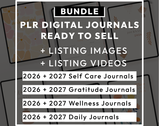 PLR Digital Products (8) BUNDLE | Ready to Sell 2026+2027 Digital Journals with Resell Rights | Resell Kit with License, Images & Video