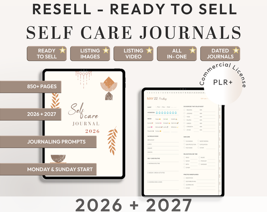 PLR Digital Products (8) BUNDLE | Ready to Sell 2026+2027 Digital Journals with Resell Rights | Resell Kit with License, Images & Video