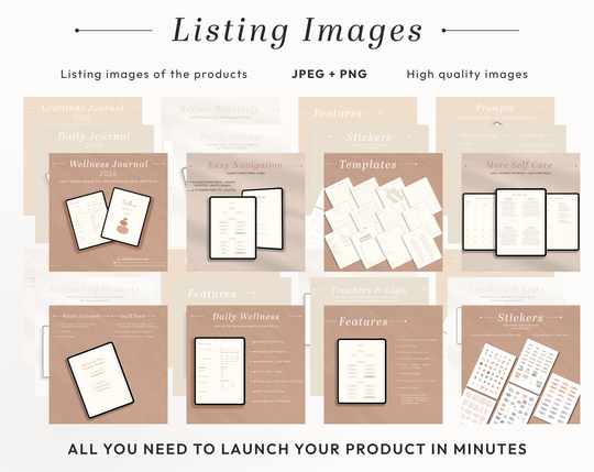 PLR Digital Products (8) BUNDLE | Ready to Sell 2026+2027 Digital Journals with Resell Rights | Resell Kit with License, Images & Video
