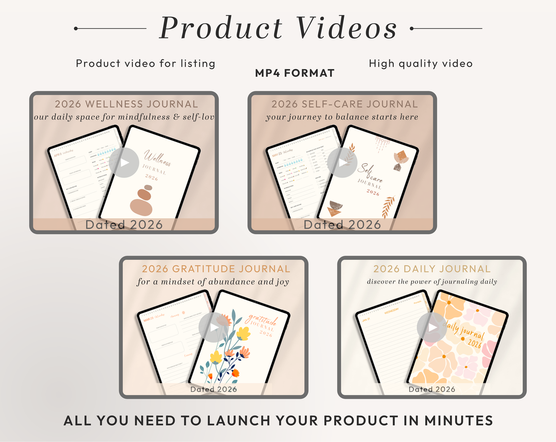 PLR Digital Products (8) BUNDLE | Ready to Sell 2026+2027 Digital Journals with Resell Rights | Resell Kit with License, Images & Video