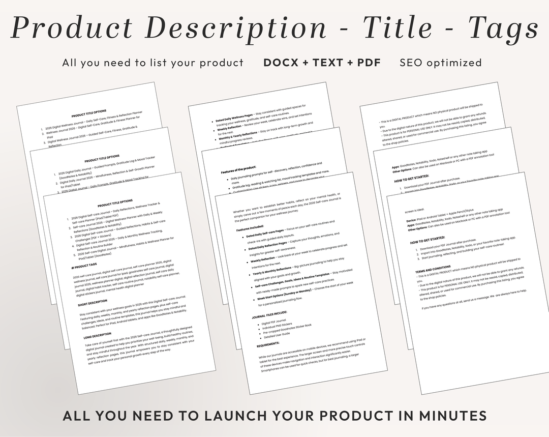 PLR Digital Products (8) BUNDLE | Ready to Sell 2026+2027 Digital Journals with Resell Rights | Resell Kit with License, Images & Video
