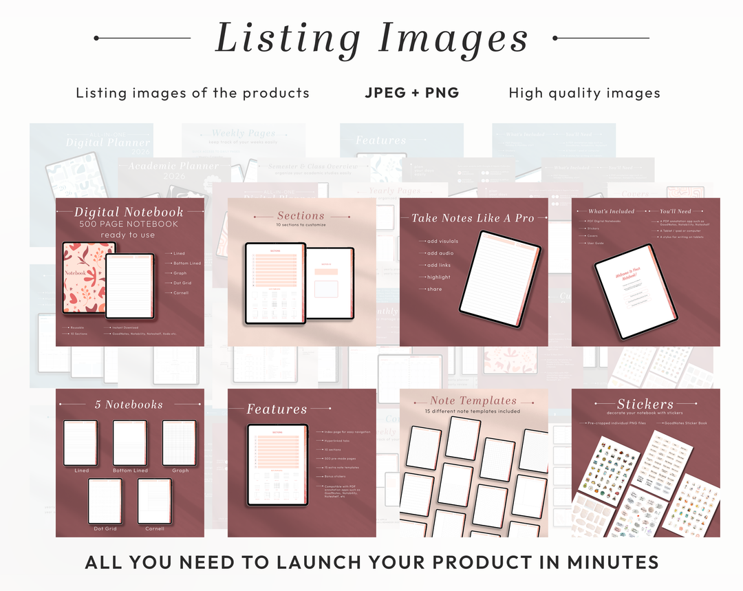 PLR Digital Products (32) MEGA BUNDLE: Ready to Sell 2026 + 2027 Planners, Journals, Notebooks | Resell Kit with License, Images & Video