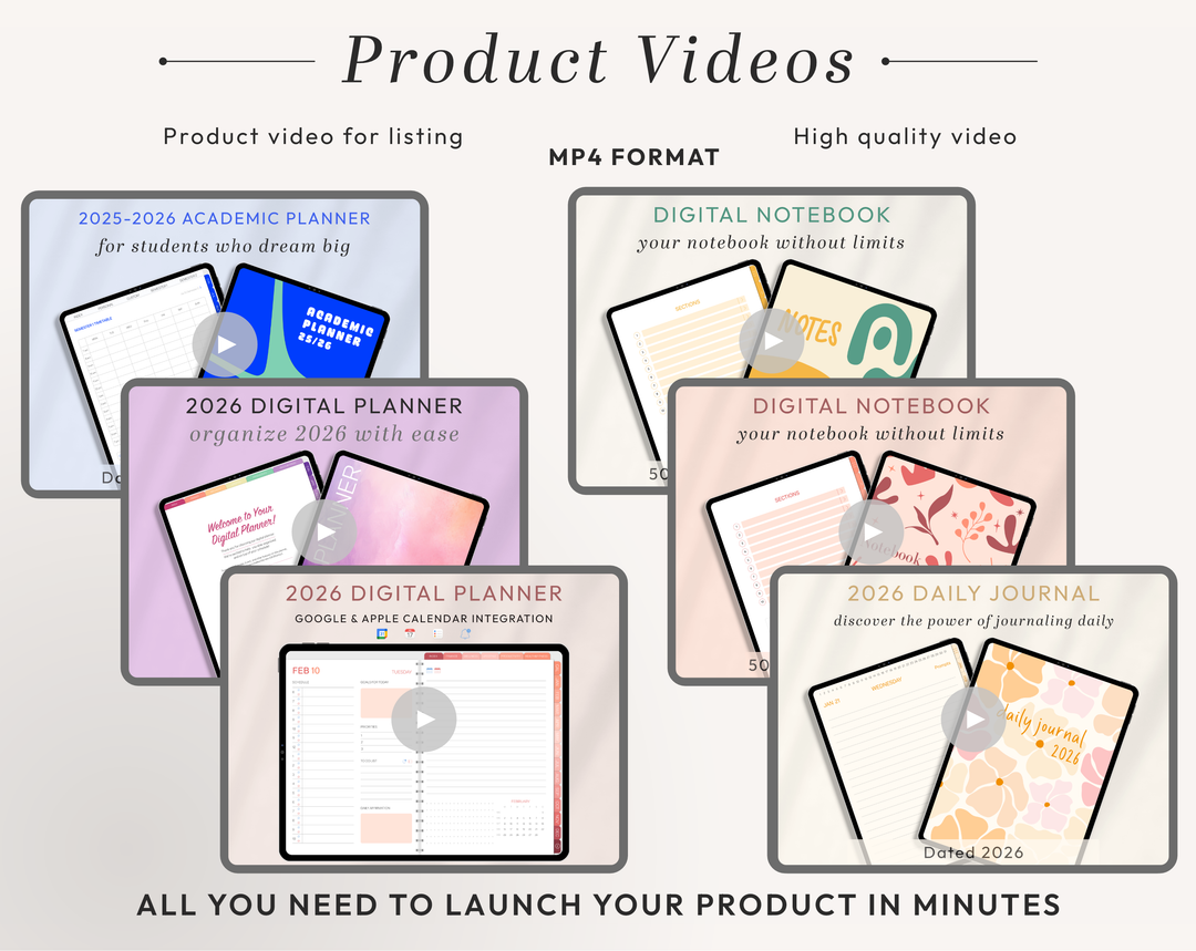 PLR Digital Products (32) MEGA BUNDLE: Ready to Sell 2026 + 2027 Planners, Journals, Notebooks | Resell Kit with License, Images & Video