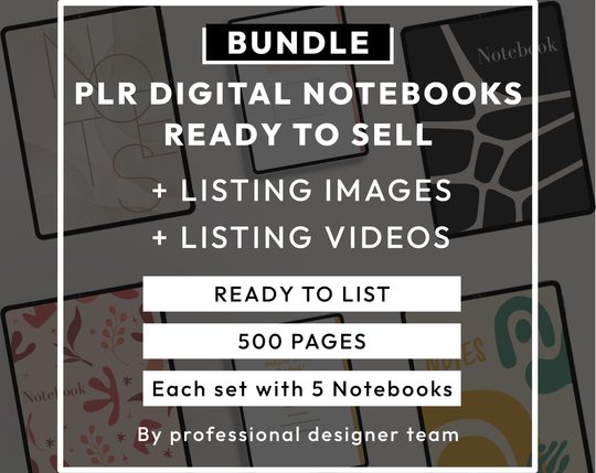 PLR Digital Products (4) BUNDLE | Ready to Sell Premium Digital Notebooks with Resell Rights | Resell Kit with License, Images & Video