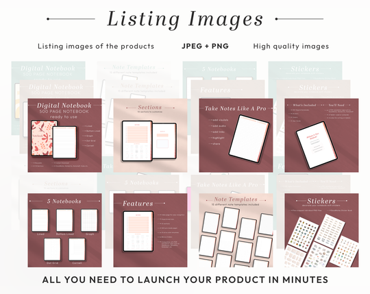 PLR Digital Products (4) BUNDLE | Ready to Sell Premium Digital Notebooks with Resell Rights | Resell Kit with License, Images & Video