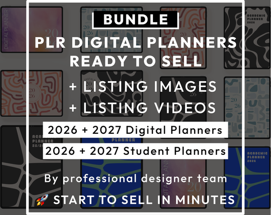 PLR Digital Products (22) BUNDLE | Ready to Sell 2026+2027 Premium Digital Planners with Resell Rights | Pack with Listing Materials Incl.