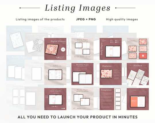 PLR Digital Products (22) BUNDLE | Ready to Sell 2026+2027 Premium Digital Planners with Resell Rights | Pack with Listing Materials Incl.