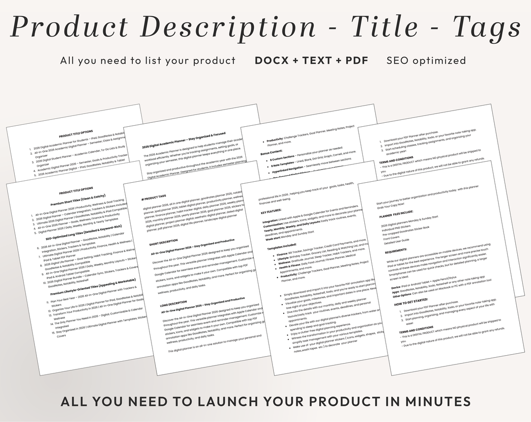 PLR Digital Products (22) BUNDLE | Ready to Sell 2026+2027 Premium Digital Planners with Resell Rights | Pack with Listing Materials Incl.