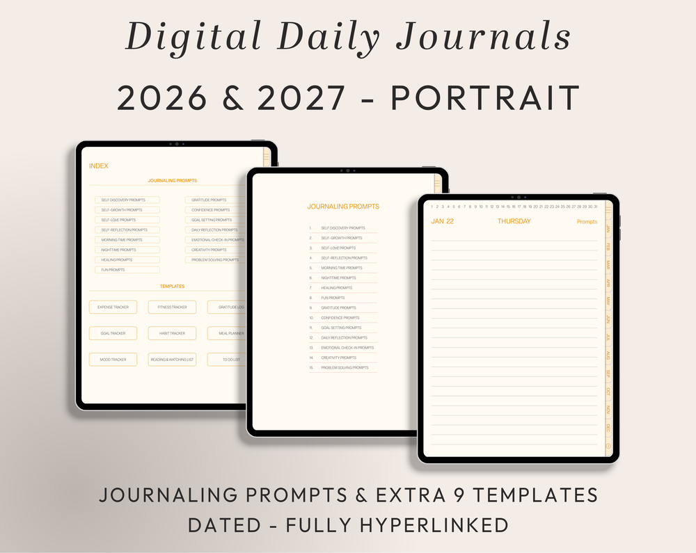 PLR Digital Products | Ready to Sell 2026 + 2027 Premium Digital Daily Journal with Resell Rights | Pack with Listing Materials Included