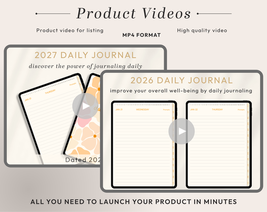 PLR Digital Products | Ready to Sell 2026 + 2027 Premium Digital Daily Journal with Resell Rights | Pack with Listing Materials Included