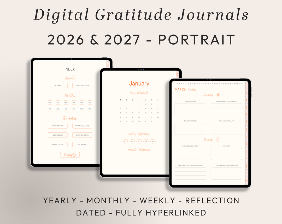 PLR Digital Products | Ready to Sell 2026 + 2027 Premium Digital Gratitude Journal with Resell Rights | Pack with Listing Materials Included