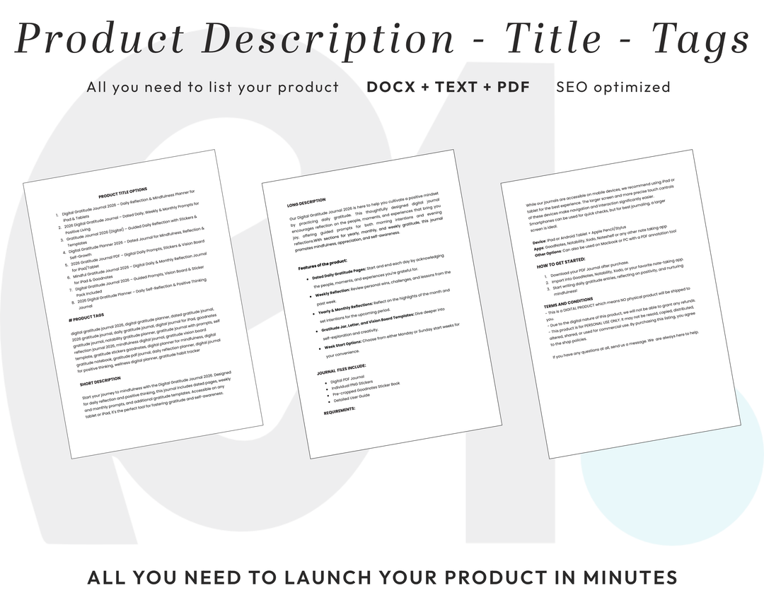 PLR Digital Products | Ready to Sell 2026 + 2027 Premium Digital Gratitude Journal with Resell Rights | Pack with Listing Materials Included