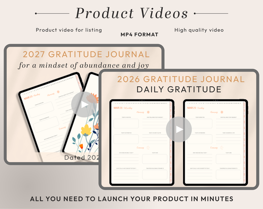 PLR Digital Products | Ready to Sell 2026 + 2027 Premium Digital Gratitude Journal with Resell Rights | Pack with Listing Materials Included