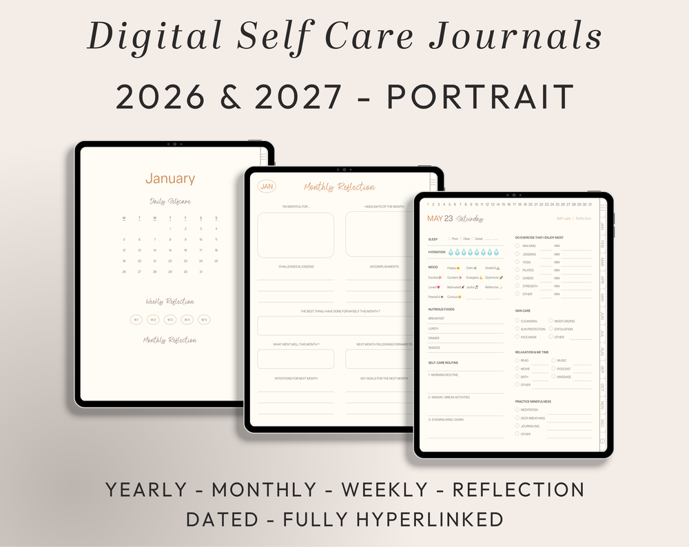 PLR Digital Products | Ready to Sell 2026 + 2027 Premium Digital Self Care Journal with Resell Rights | Pack with Listing Materials Included
