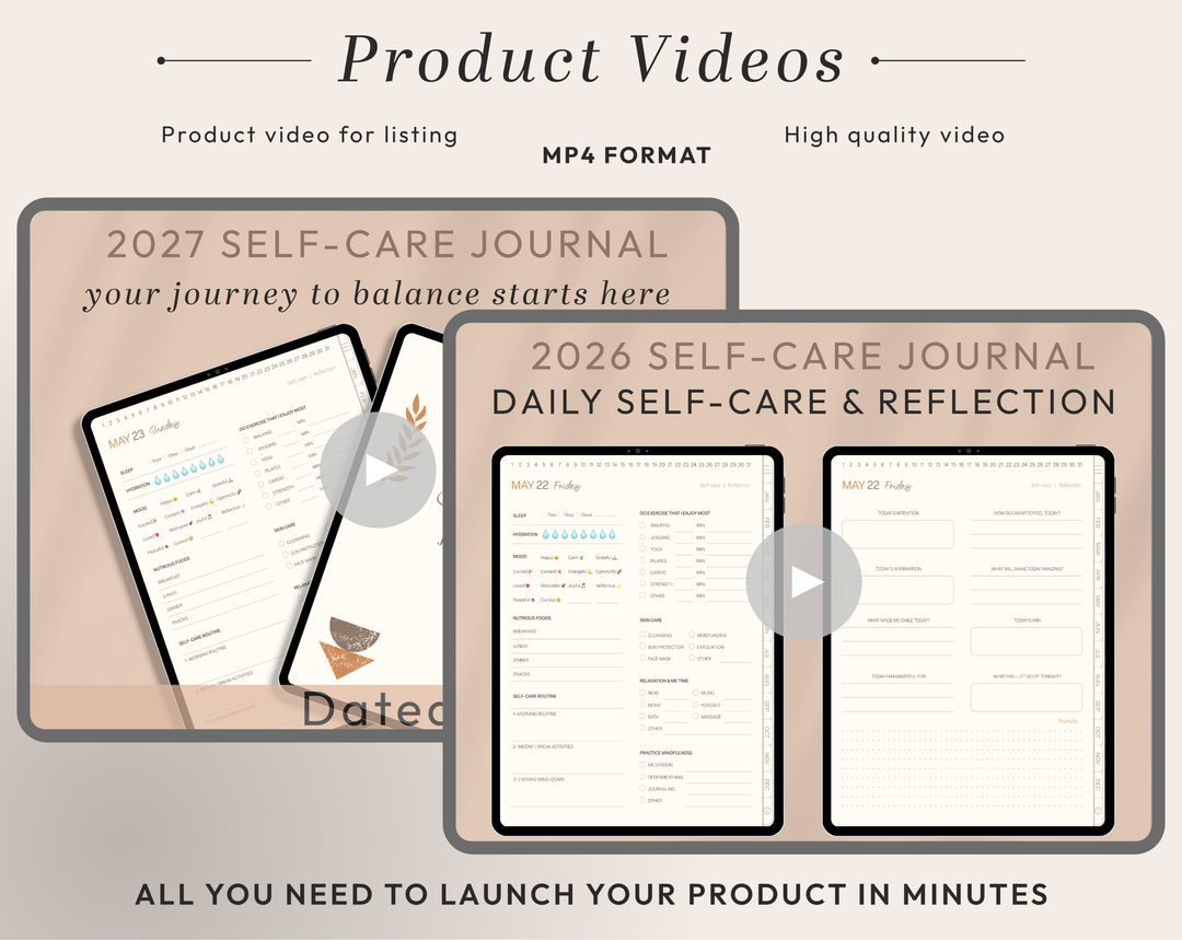 PLR Digital Products | Ready to Sell 2026 + 2027 Premium Digital Self Care Journal with Resell Rights | Pack with Listing Materials Included