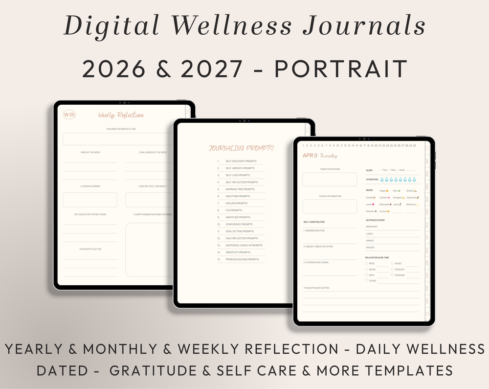 PLR Digital Products | Ready to Sell 2026 + 2027 Premium Digital Wellness Journal with Resell Rights | Pack with Listing Materials Included