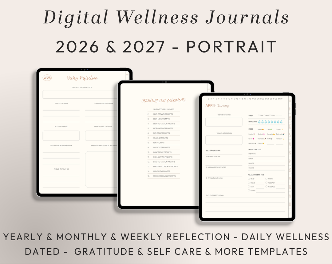 PLR Digital Products | Ready to Sell 2026 + 2027 Premium Digital Wellness Journal with Resell Rights | Pack with Listing Materials Included