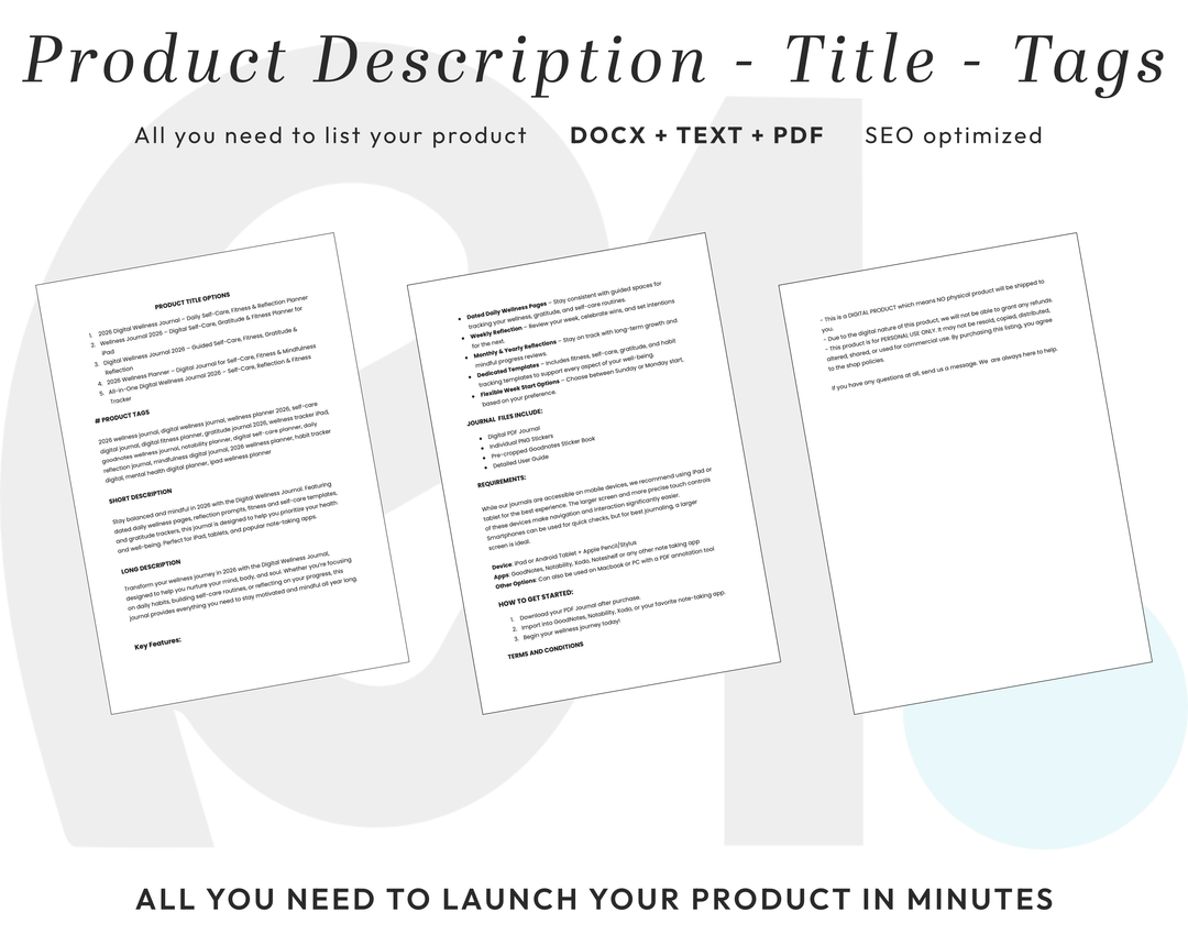 PLR Digital Products | Ready to Sell 2026 + 2027 Premium Digital Wellness Journal with Resell Rights | Pack with Listing Materials Included