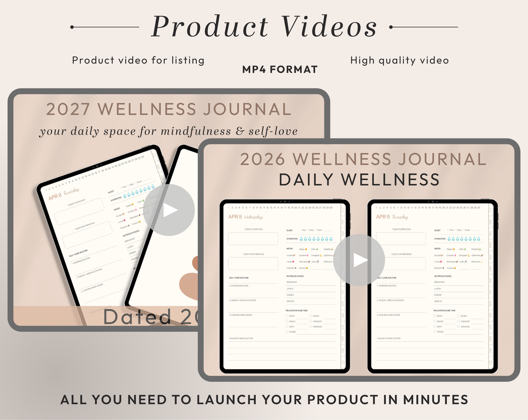 PLR Digital Products | Ready to Sell 2026 + 2027 Premium Digital Wellness Journal with Resell Rights | Pack with Listing Materials Included