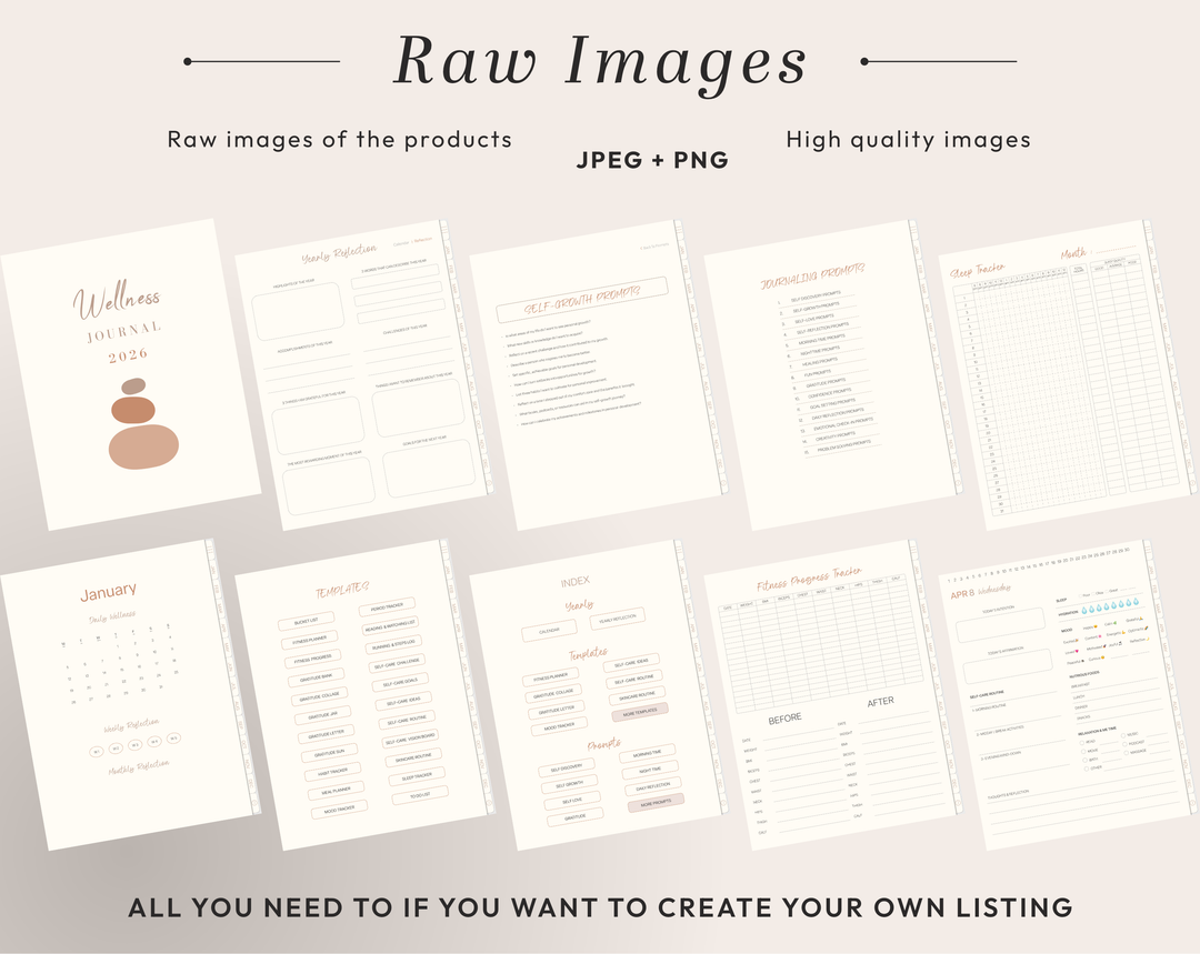 PLR Digital Products | Ready to Sell 2026 + 2027 Premium Digital Wellness Journal with Resell Rights | Pack with Listing Materials Included