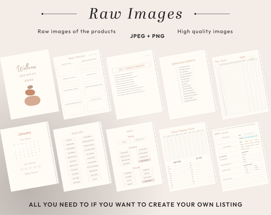 PLR Digital Products | Ready to Sell 2026 + 2027 Premium Digital Wellness Journal with Resell Rights | Pack with Listing Materials Included