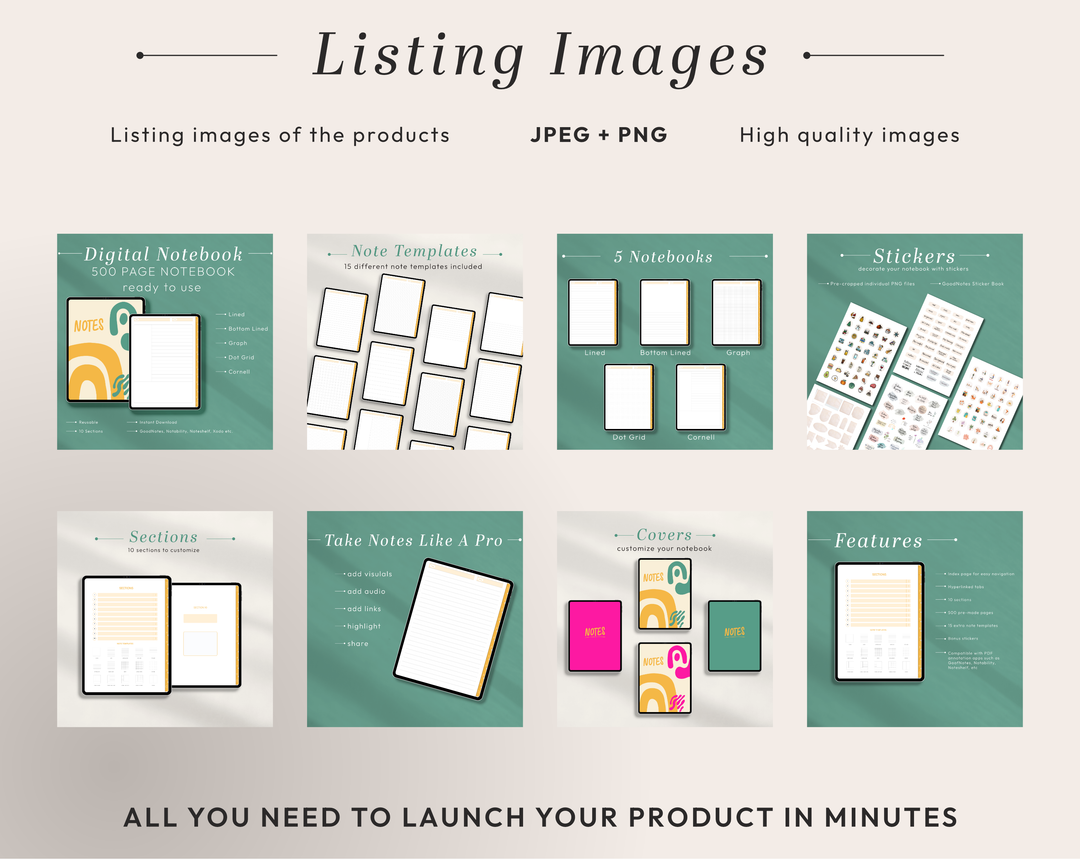 PLR Digital Products | Ready to Sell Premium Digital Notebooks with Resell Rights | Resell Kit with License, Images & Video