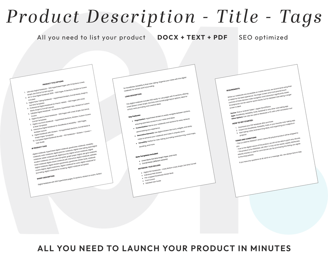 PLR Digital Products | Ready to Sell Premium Digital Notebooks with Resell Rights | Resell Kit with License, Images & Video