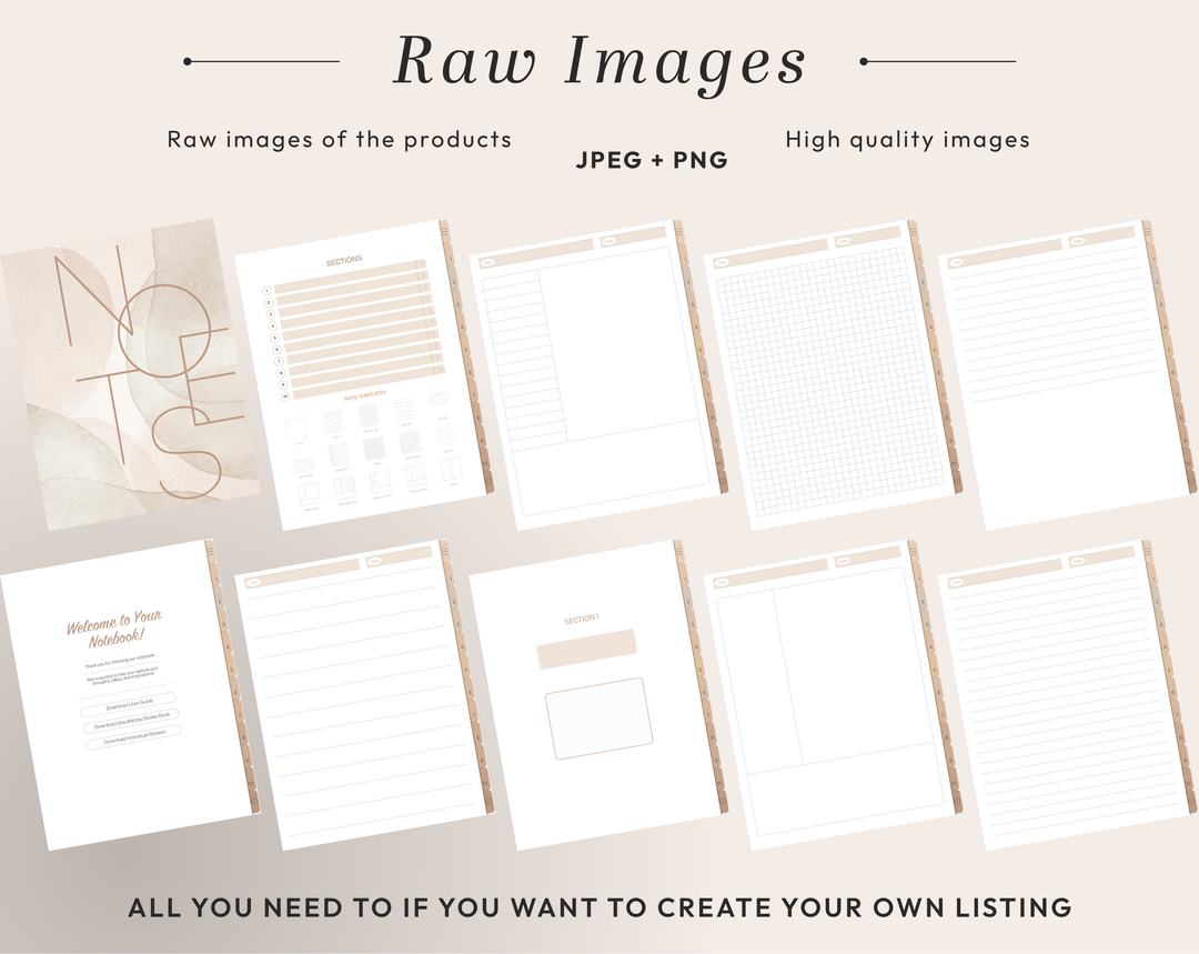 PLR Digital Products | Ready to Sell Premium Digital Notebooks with Resell Rights | Resell Kit with License, Images & Video