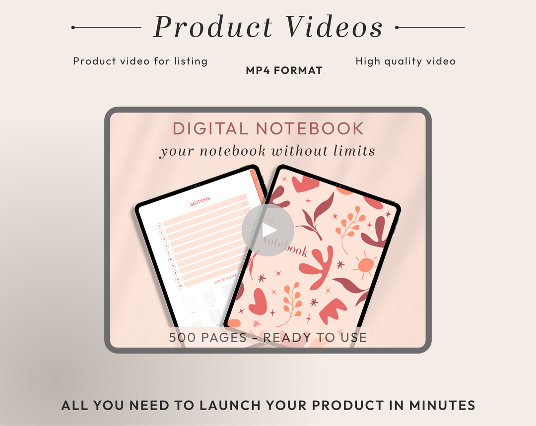 PLR Digital Products | Ready to Sell Premium Digital Notebooks with Resell Rights | Resell Kit with License, Images & Video