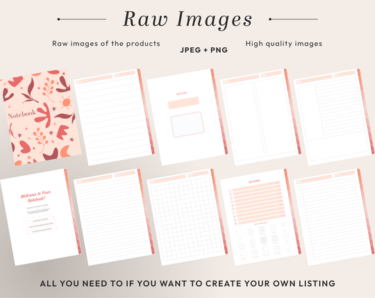 PLR Digital Products | Ready to Sell Premium Digital Notebooks with Resell Rights | Resell Kit with License, Images & Video