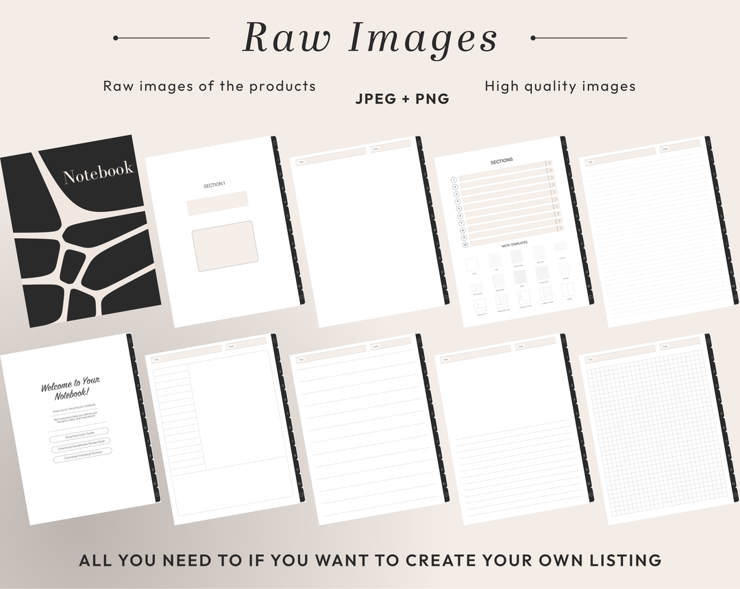 PLR Digital Products | Ready to Sell Premium Digital Notebooks with Resell Rights | Resell Kit with License, Images & Video