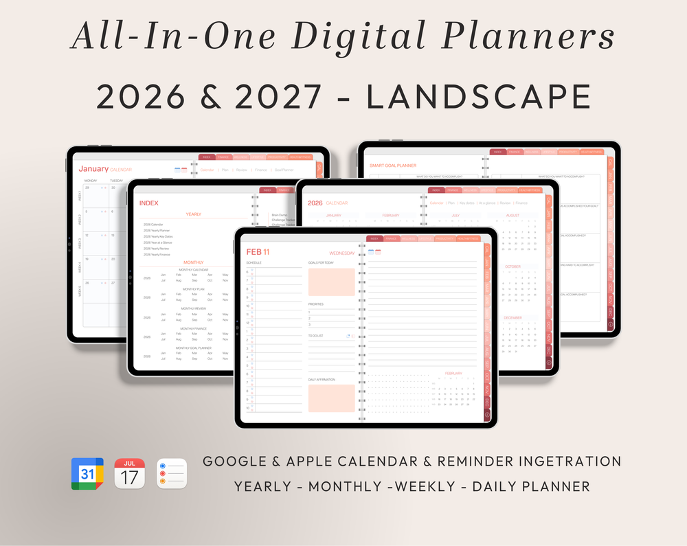 PLR Digital Products | Ready to Sell 2026 + 2027 Premium Digital Planners with Resell Rights | Pack with Listing Materials Included