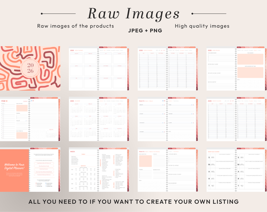 PLR Digital Products | Ready to Sell 2026 + 2027 Premium Digital Planners with Resell Rights | Pack with Listing Materials Included