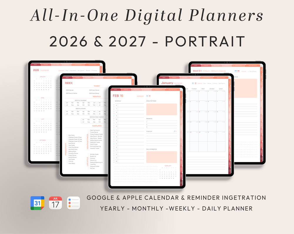 PLR Digital Products | Ready to Sell 2026 + 2027 Premium Digital Planners with Resell Rights | Pack with Listing Materials Included