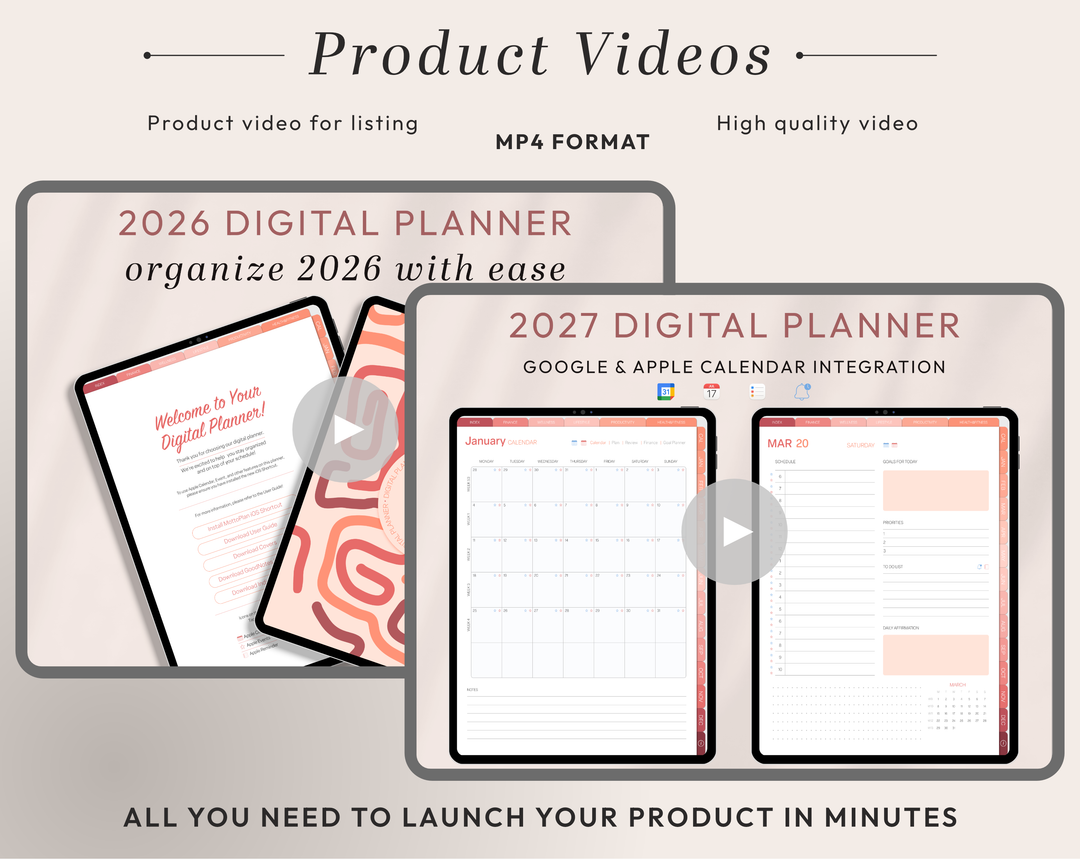 PLR Digital Products | Ready to Sell 2026 + 2027 Premium Digital Planners with Resell Rights | Pack with Listing Materials Included