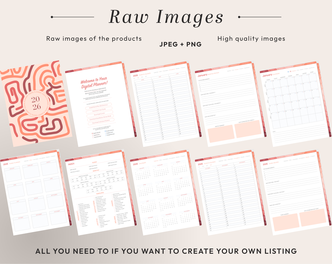PLR Digital Products | Ready to Sell 2026 + 2027 Premium Digital Planners with Resell Rights | Pack with Listing Materials Included