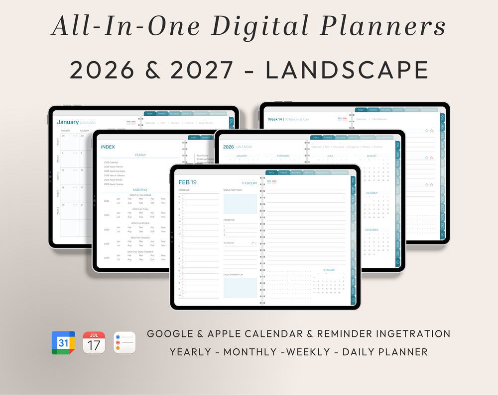 PLR Digital Products | Ready to Sell 2026 + 2027 Premium Digital Planners with Resell Rights | Pack with Listing Materials Included