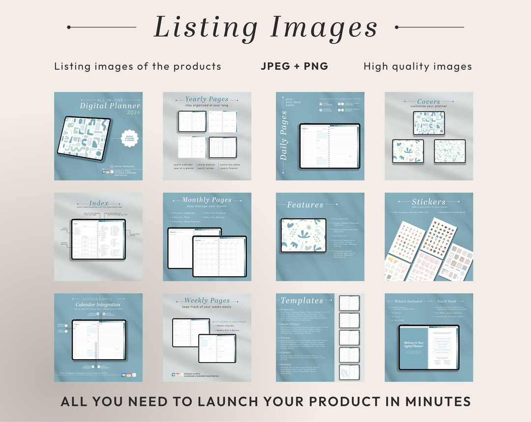 PLR Digital Products | Ready to Sell 2026 + 2027 Premium Digital Planners with Resell Rights | Pack with Listing Materials Included