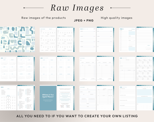 PLR Digital Products | Ready to Sell 2026 + 2027 Premium Digital Planners with Resell Rights | Pack with Listing Materials Included