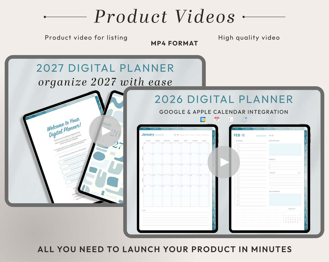 PLR Digital Products | Ready to Sell 2026 + 2027 Premium Digital Planners with Resell Rights | Pack with Listing Materials Included